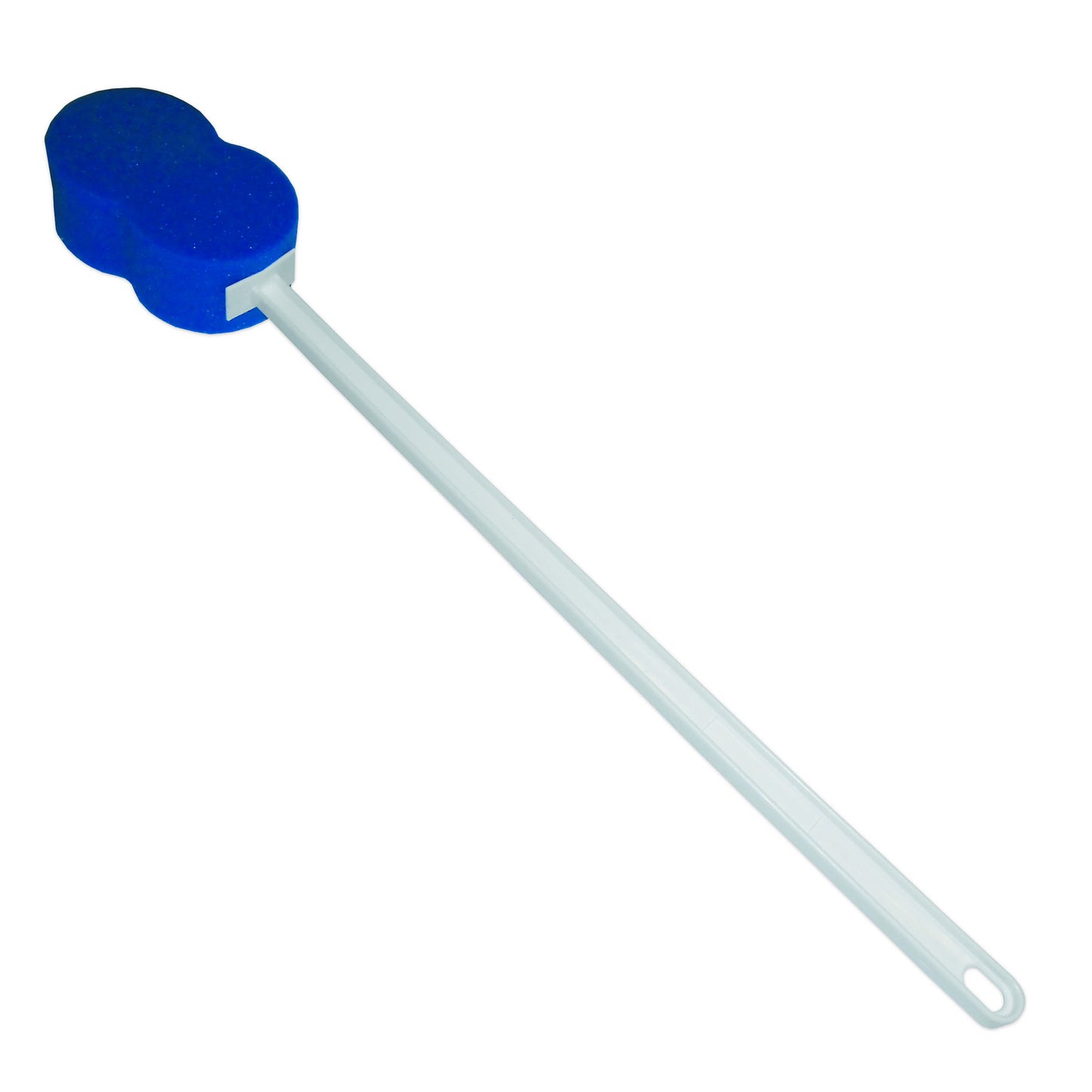 Rehabilitation Advantage Long Handle Bath Sponge - 18" Extra Long Handle with Soft Blue Hourglass Sponge (4.5" x 2") | Personal Hygiene & Mobility Aid