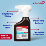 LEADER Hydrogen Peroxide Spray Bottle First Aid Antiseptic 3% Solution - Multi-Purpose Cleaner, Gentle & Effective Disinfectant Spray for Home, Cuts