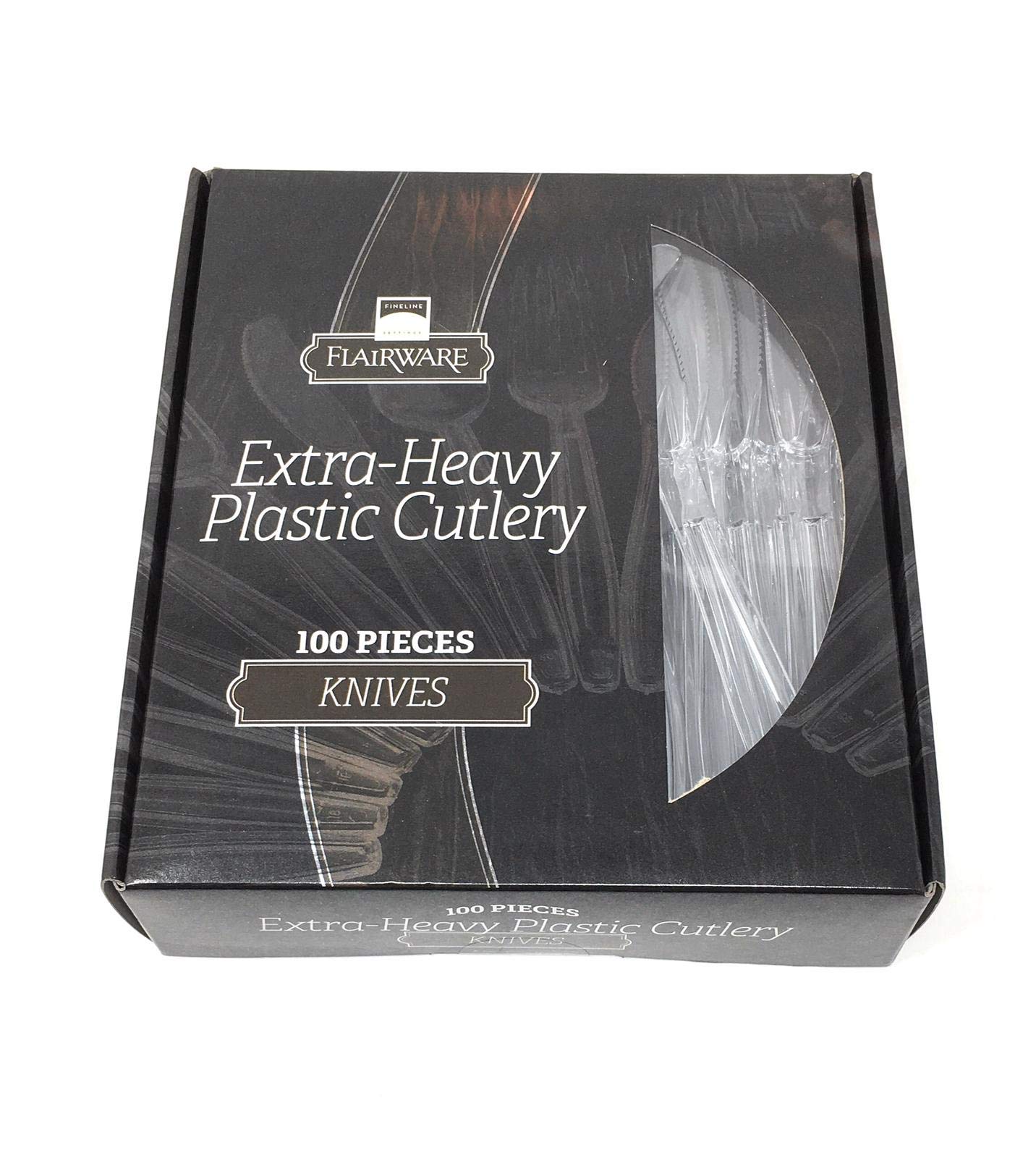 Fineline Flairware Collection Heavy Duty Clear Plastic Knives - Quality, Extra Durable Disposable Knives, Practical for Serving and Portioning Hot