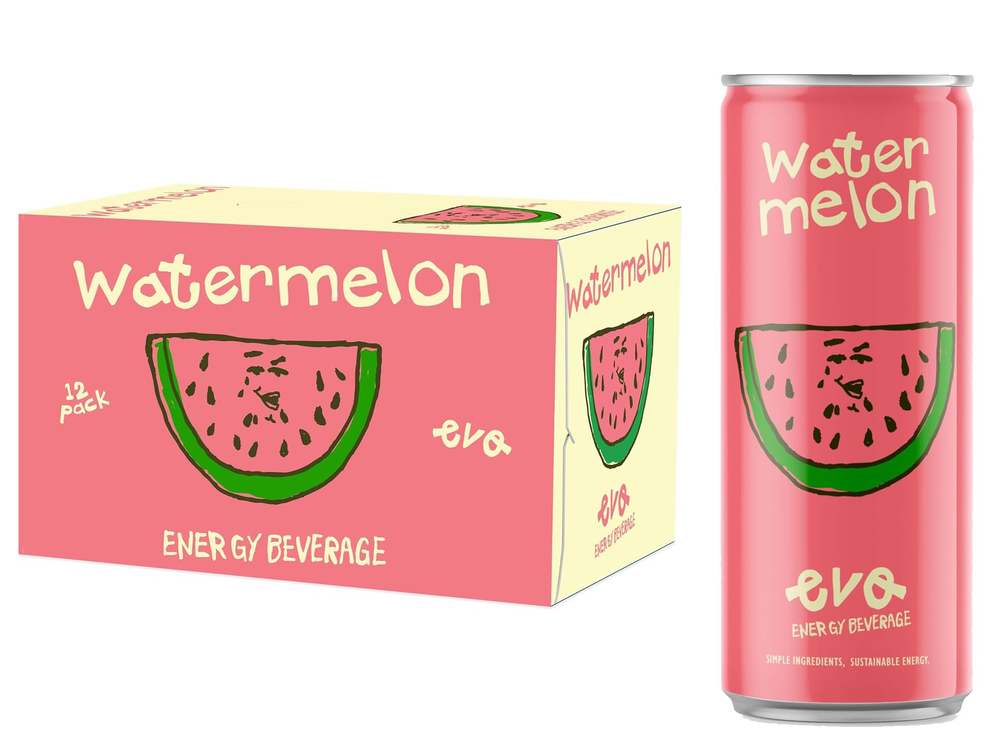 Evo Energy Beverage Watermelon Natural Juice Drink with Vitamin C, Electrolytes & Antioxidants, Energy drink Low-Calorie, Zero Cholesterol Sweet