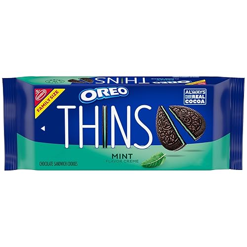OREO Thins Mint Creme Chocolate Sandwich Cookies, Family Size, 11.78 oz