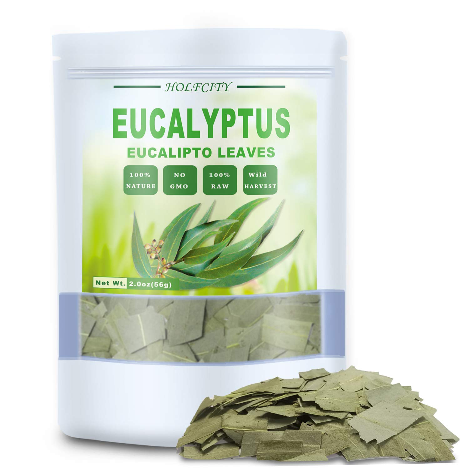 100% Natural Dried Eucalyptus Leaves, Eucalyptus Herbal Tea, Cut and Shifted, Bulk Bag (2 oz)