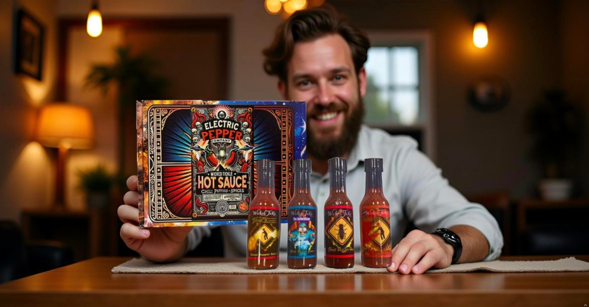 Wicked Tickle Hot Sauce Gift Set - Carolina Reaper, Scorpion, Ghost & Habanero, 4 Pack, 5 oz Bottles