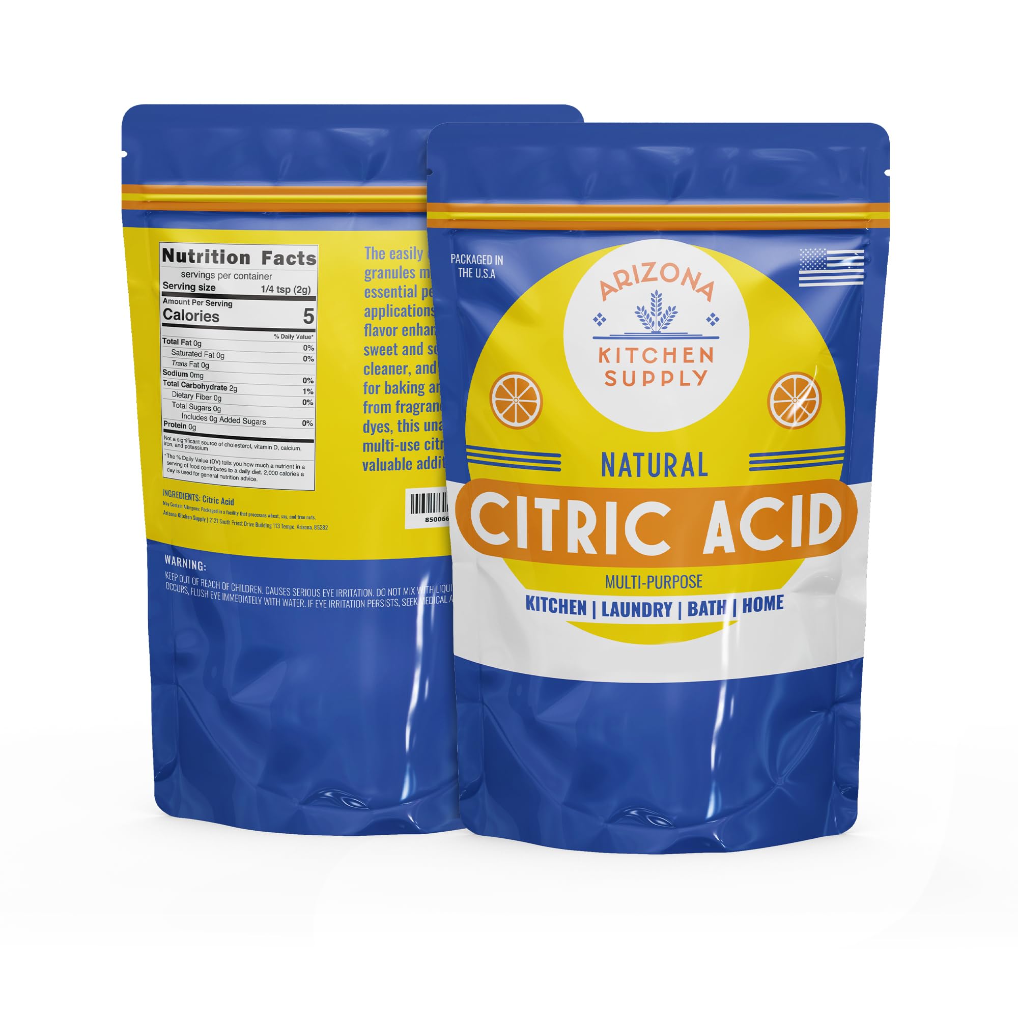 Pure Food Grade Citric Acid - 8 oz (227 g) of Premium, Multi-Use Powder for Cooking, Canning, Cleaning & More - Non-GMO, Kosher, Food-Safe - Boosts