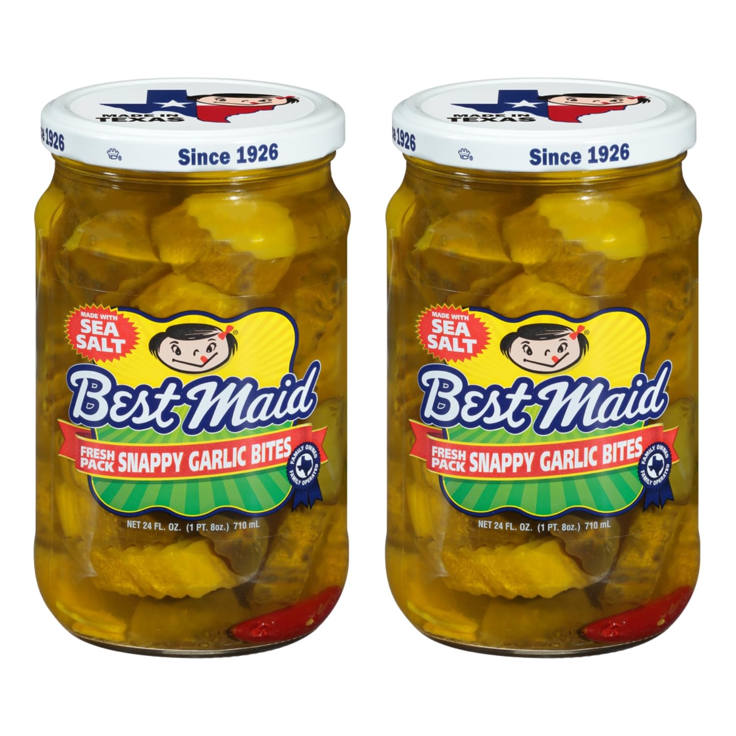 Best Maid Products - 24 Ounce Glass Jars Baby - Dill, Kosher, Hamburger Slices, Garlic Bites, Habanero Chips, & Xtreme Hot Pickles (2 Pack, Snappy