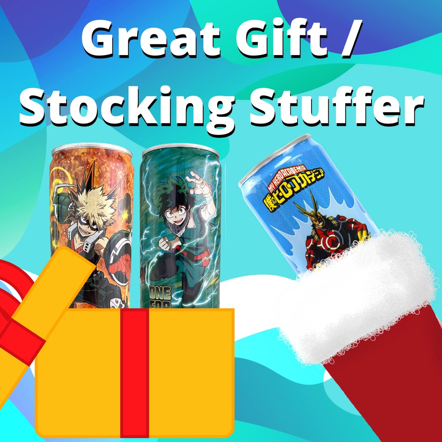 My Hero Academia Energy Drinks (3 Pack) Plus Ultra (All Might) , One For All (Deku), Ignite (Bakugo) with 2 Gosutoys Stickers