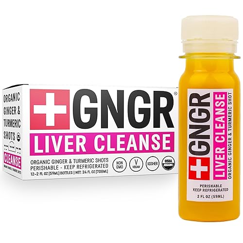 +GNGR Liver Cleanse Detox & Repair, Cold-Pressed Ginger Shot with Organic Milk Thistle, Dandelion, Turmeric & Ultra-High Absorption Curcumin for Liver