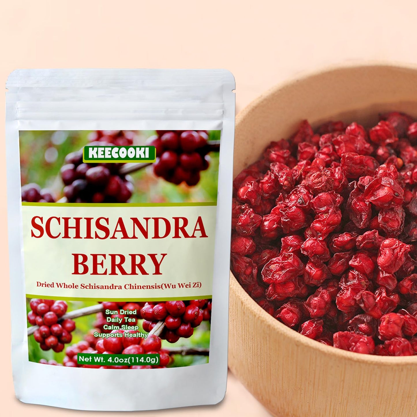 Natural Dried Schisandra Berry, 4.0oz(113g), Whole Schisandra Chinensis, No GMO