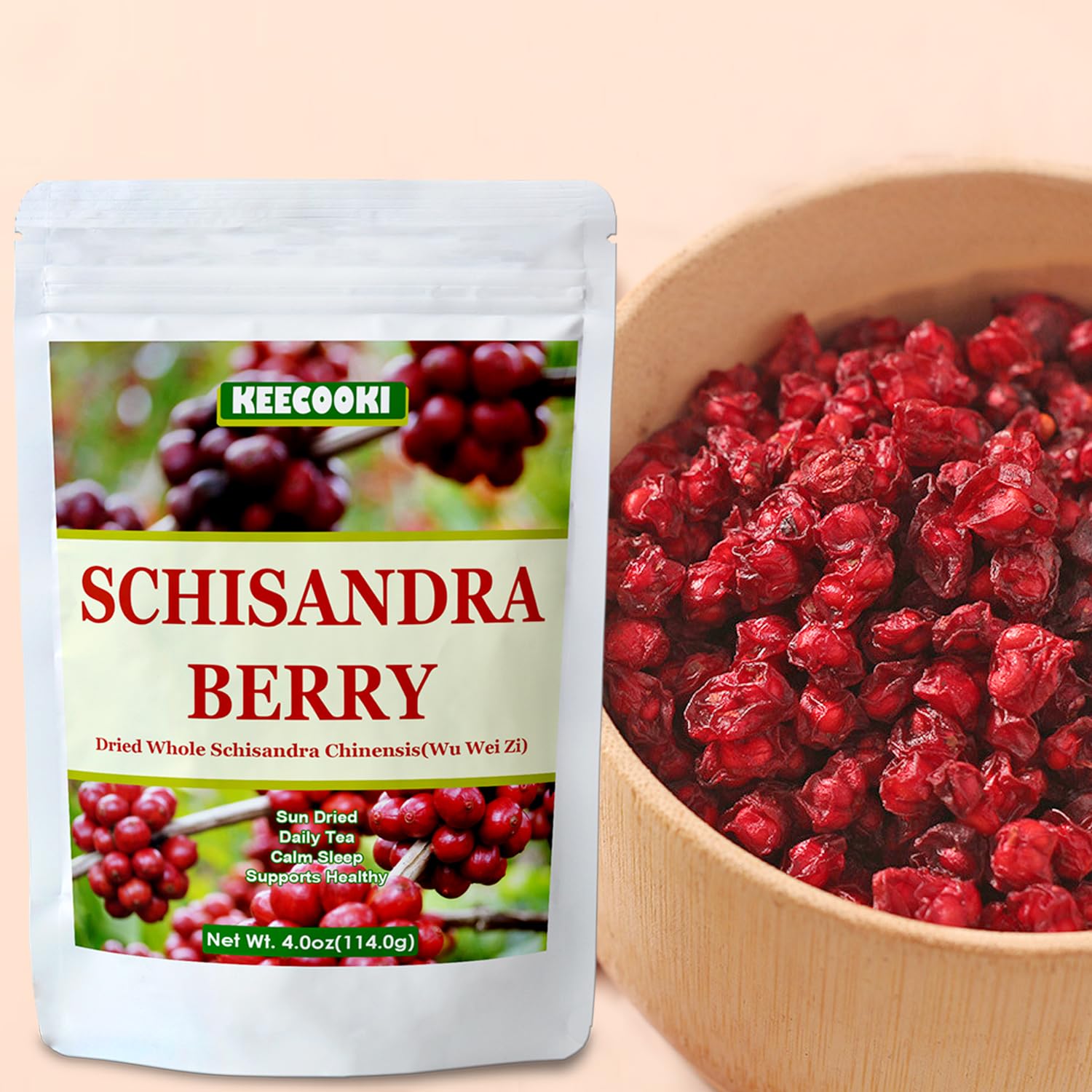 Natural Dried Schisandra Berry, 4.0oz(113g), Whole Schisandra Chinensis, No GMO