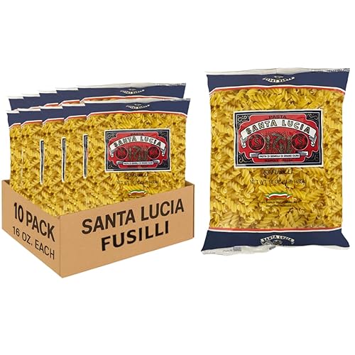 Pasta Santa Lucia Fusilli, Pack Of 10 (16 Oz Each), Authentic Italian Corkscrew Rotini, 100% Durum Wheat For Pasta Salad, Pesto, & Thick Sauces