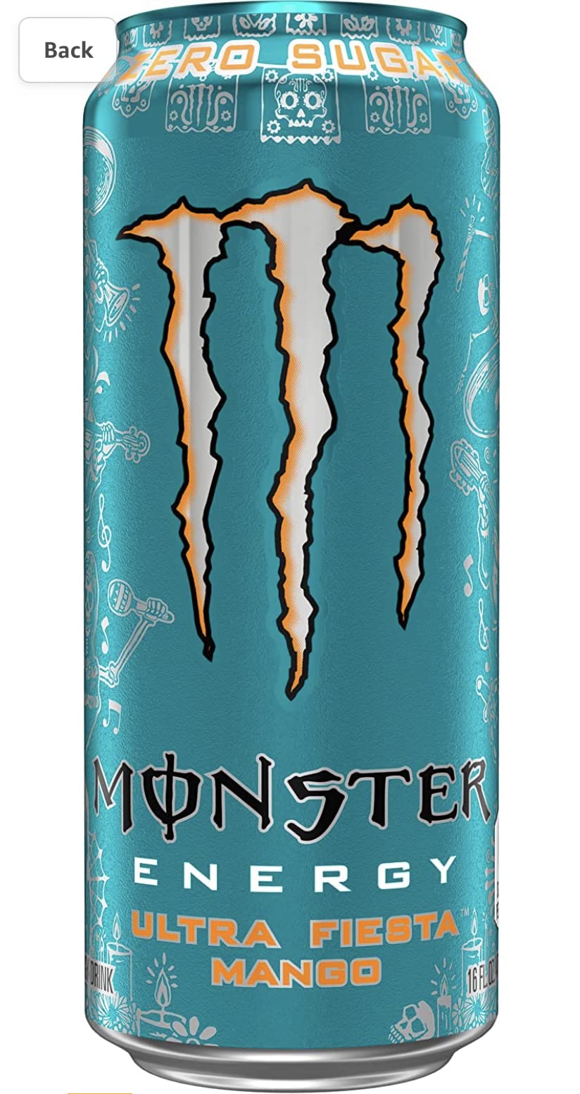 Monster Energy Drink Zero Ultra Variety - Paradise, Violet, Rosa, Fiesta 16 ounce (Pack of 16) and Stinger Pomegranate Passionfruit Chews