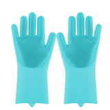 Magic Silicone Dishwashing Scrubber, 2 in 1 Reusable Rubber Gloves for cooking, Heat Resistant Kitchen Tool for Household (green)