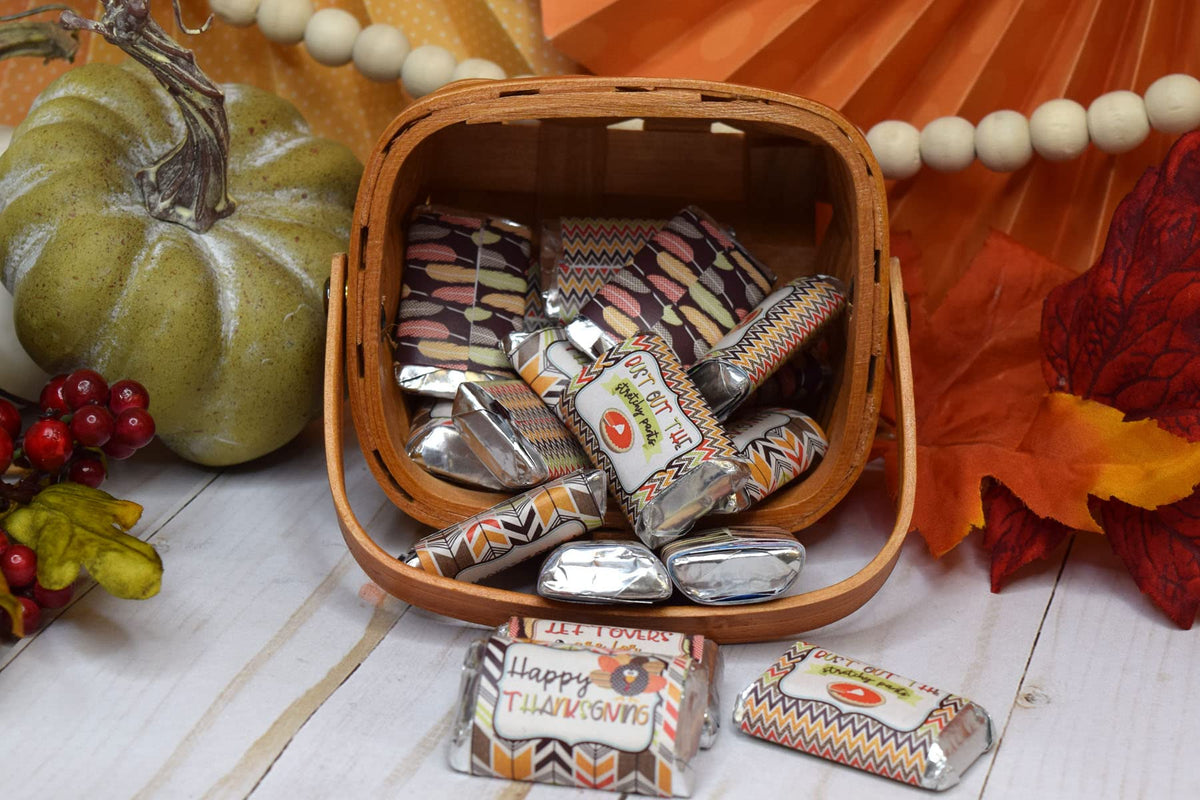 Leftovers Are For Quitters Bust Out The Stretchy Pants Thanksgiving Mini Chocolate Candy Bar Sticker Wrappers, 45 1.4" x 2.6" Wrap Around Labels by