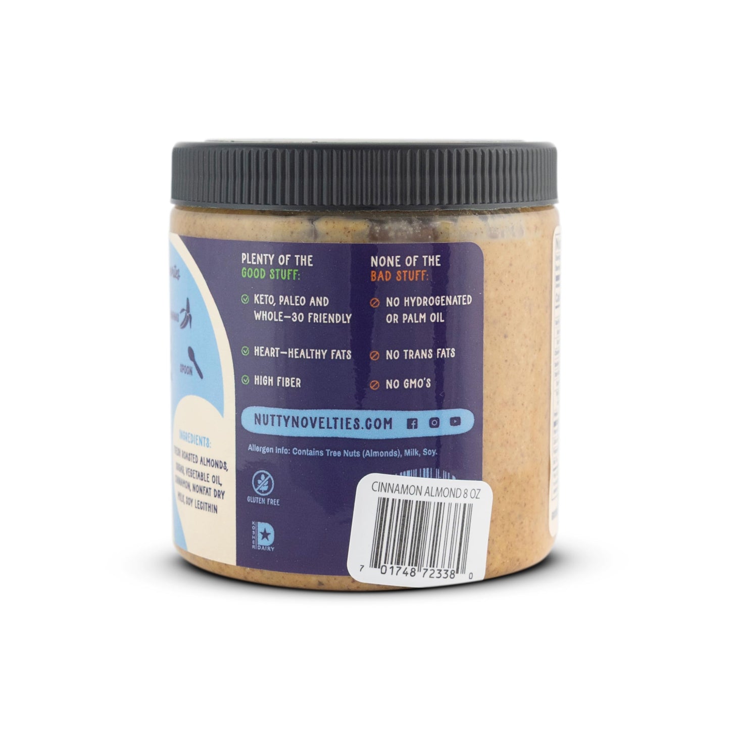 Nutty Novelties Cinnamon Almond Butter - High Protein, Sweet Almond Butter - All-Natural, Light Almond Butter Free of Cholesterol & Preservatives
