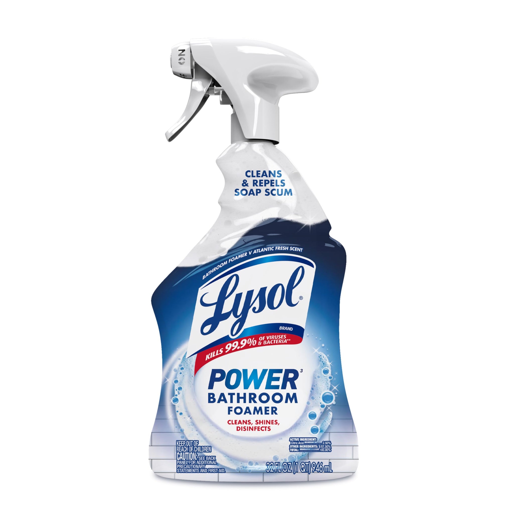 Lysol Power Foaming Bathroom Cleaner, Multipurpose Cleaner for Showers, Bathtubs, Sinks, Disinfectant Spray Kills 99.9% of Germs, Zero Bleach Cleaning
