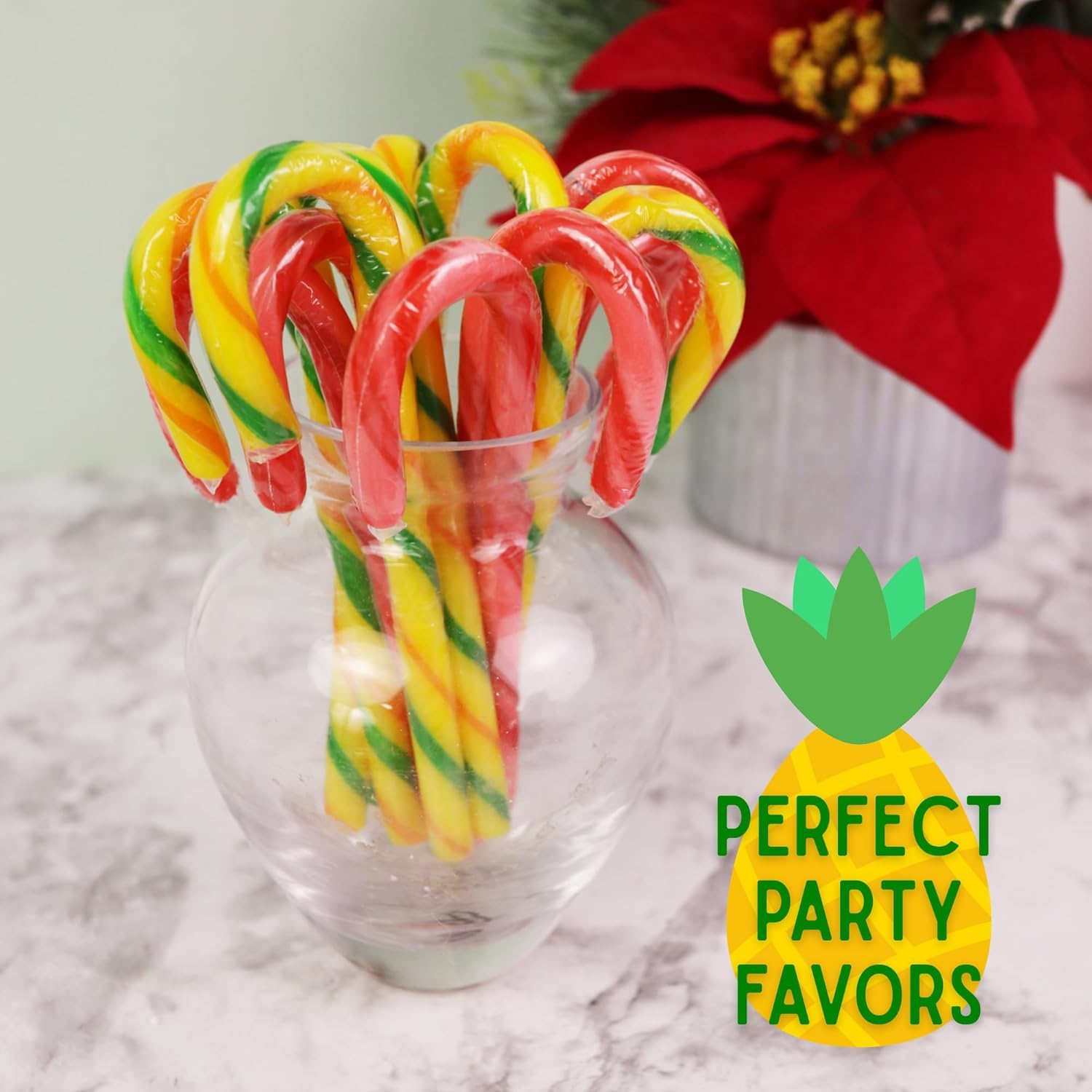 Spongebob Squarepants Candy Canes Pack - Set with 12 Spongebob Pineapple and Strawberry Flavored Candy Canes | Individually Wrapped Candies Set