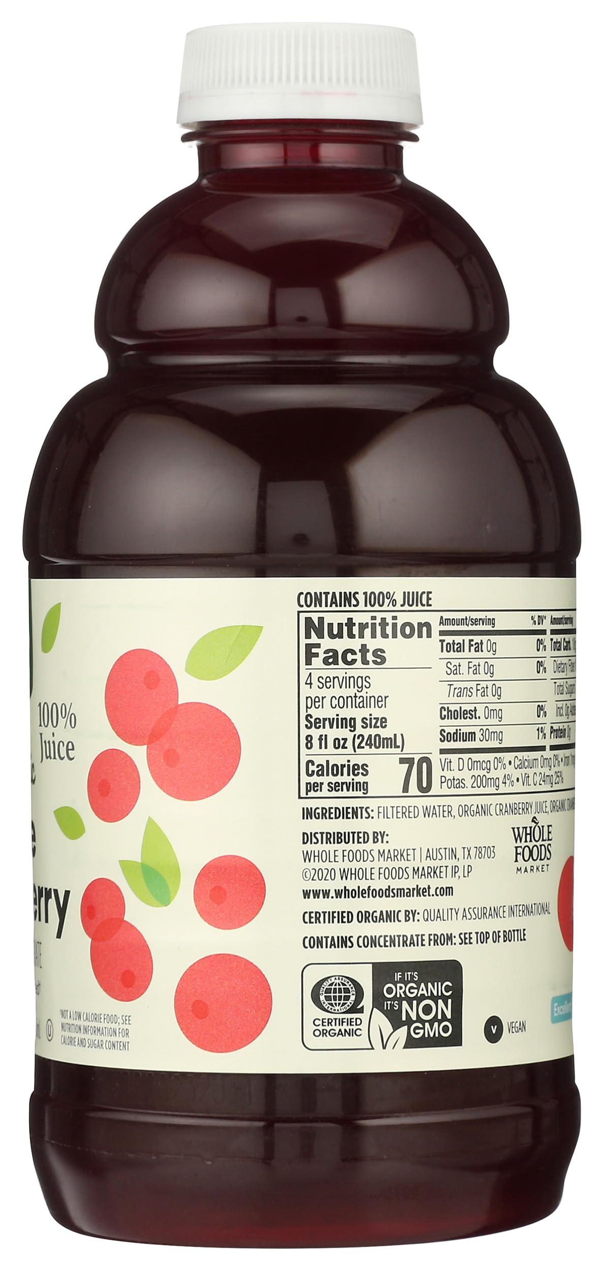 365 by Whole Foods Market, Organic Pure Cranberry Juice, 32 Fl Oz