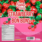 Susa Candy Strawberry Filled Bon Bons | 1 Pound Bag | Hard Candy - Approx. 60 Count