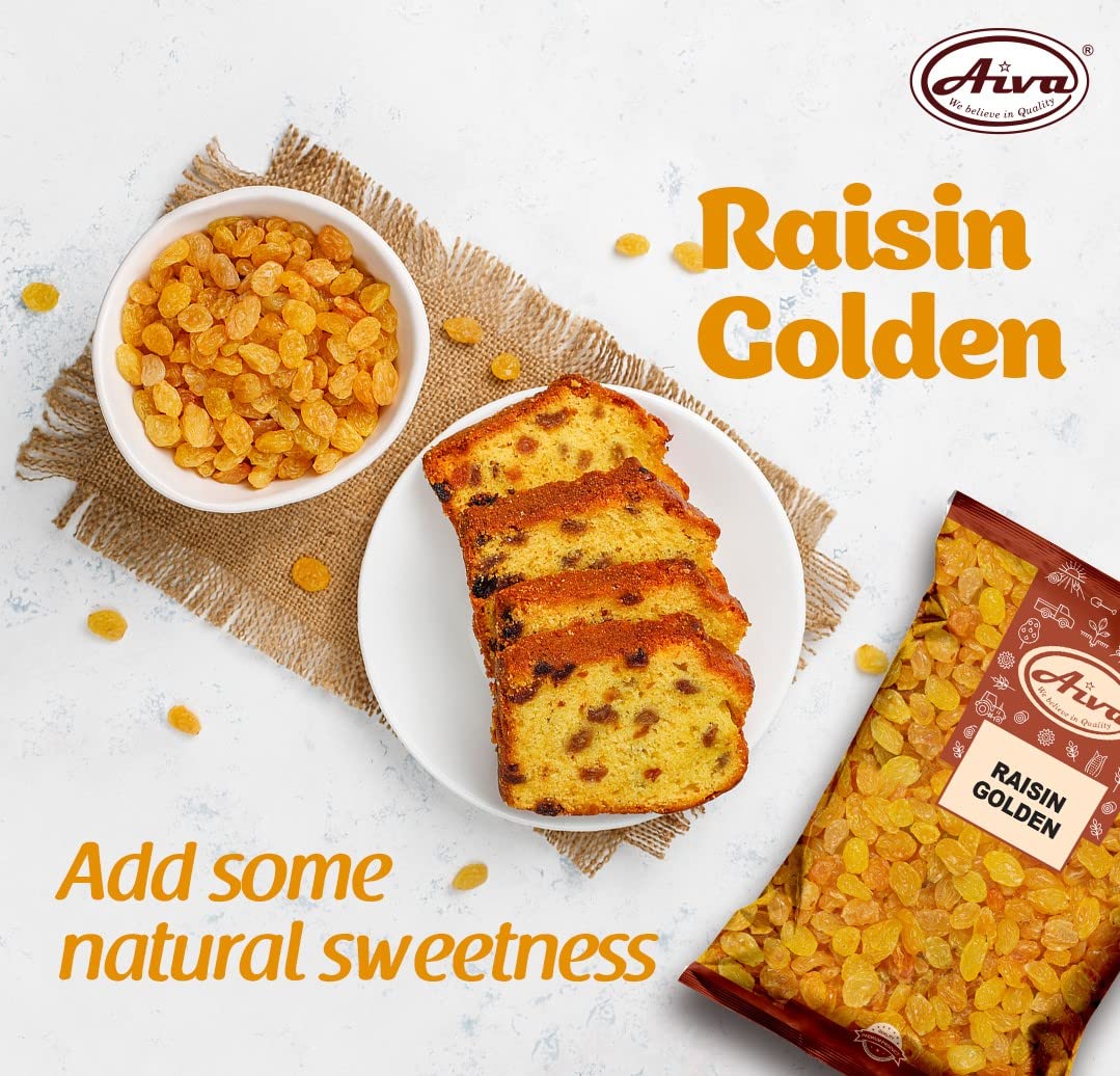 Aiva Golden California Raisins (2 LB) - Naturally Sweet Dried Fruit for Snacking, Baking, and Cooking