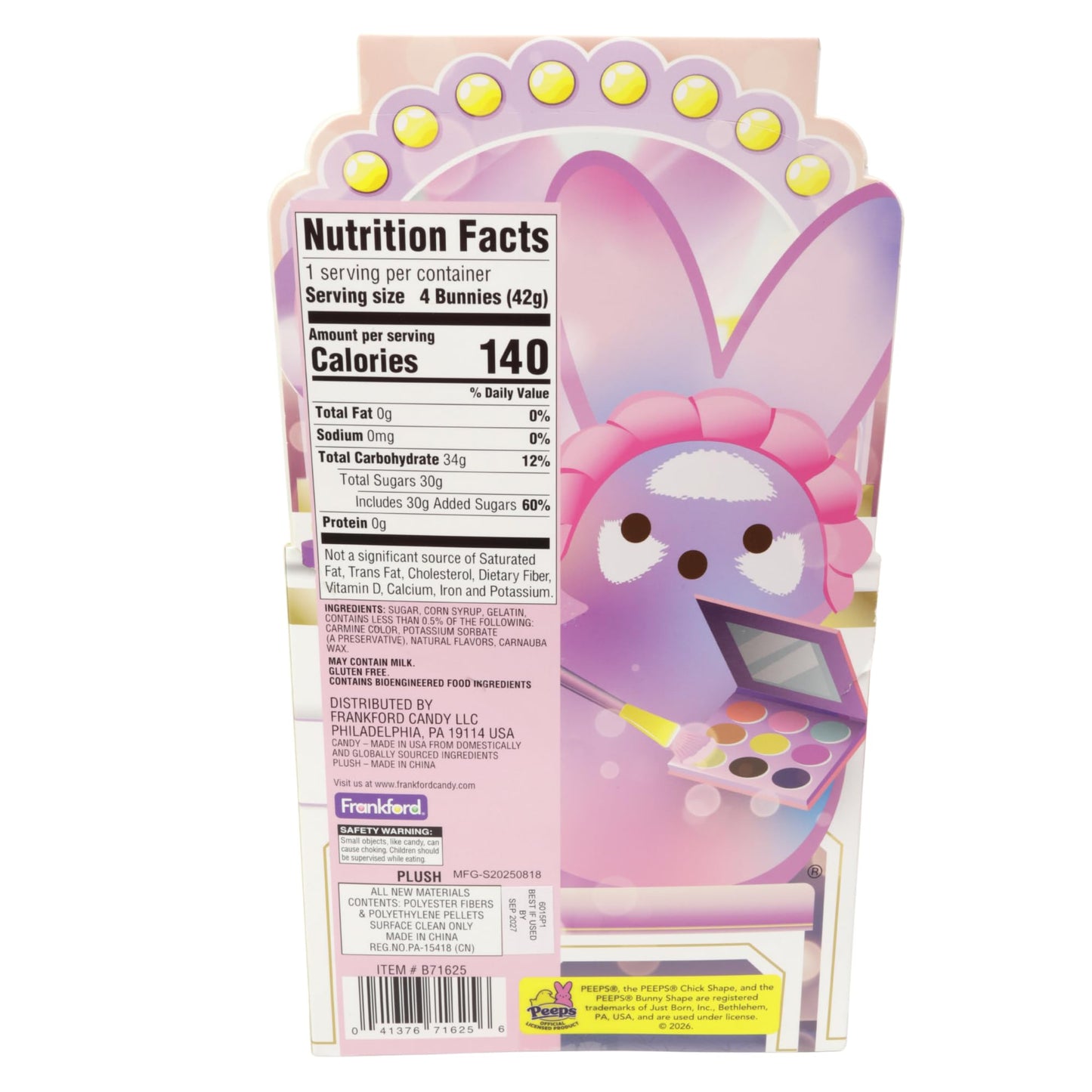 Pink Peeps Marshmallow Gift Set, Get Ready With Me Bunny Plush, Easter Basket Stuffer for Girls, 1.5 Ounces