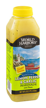 World Harbor Lemon Pepper and Garlic Seafood and Poultry Sauce and Marinade - Case of 6 - 16 Fl oz.