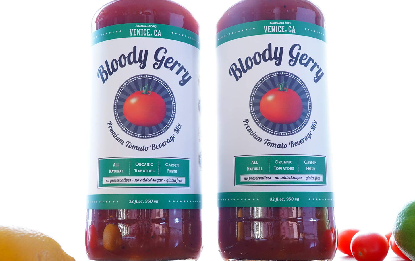 Bloody Gerry Bloody Mary Mix Double Pack 2 x 32 oz, All-Natural Premium Bloody Mary, Michelada Mixer, Gluten- Free, Organic Tomatoes, Real Lemon