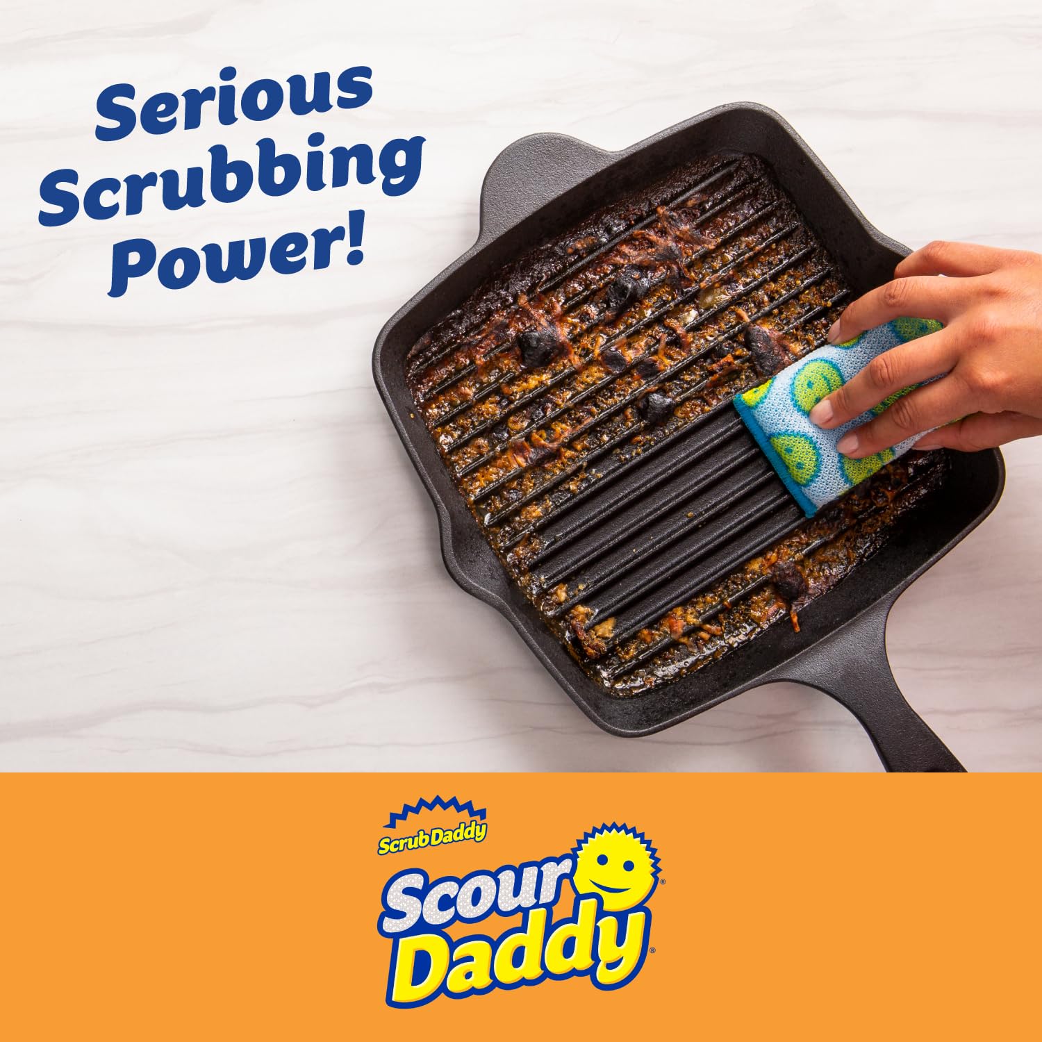 Scrub Daddy Deep Clean Kit - Scour Daddy Scour Pads (3ct), Steel Scrubbing Sponges (2ct) & Tangerine Multi Surface Cleaner (2ct) - Kitchen + Household