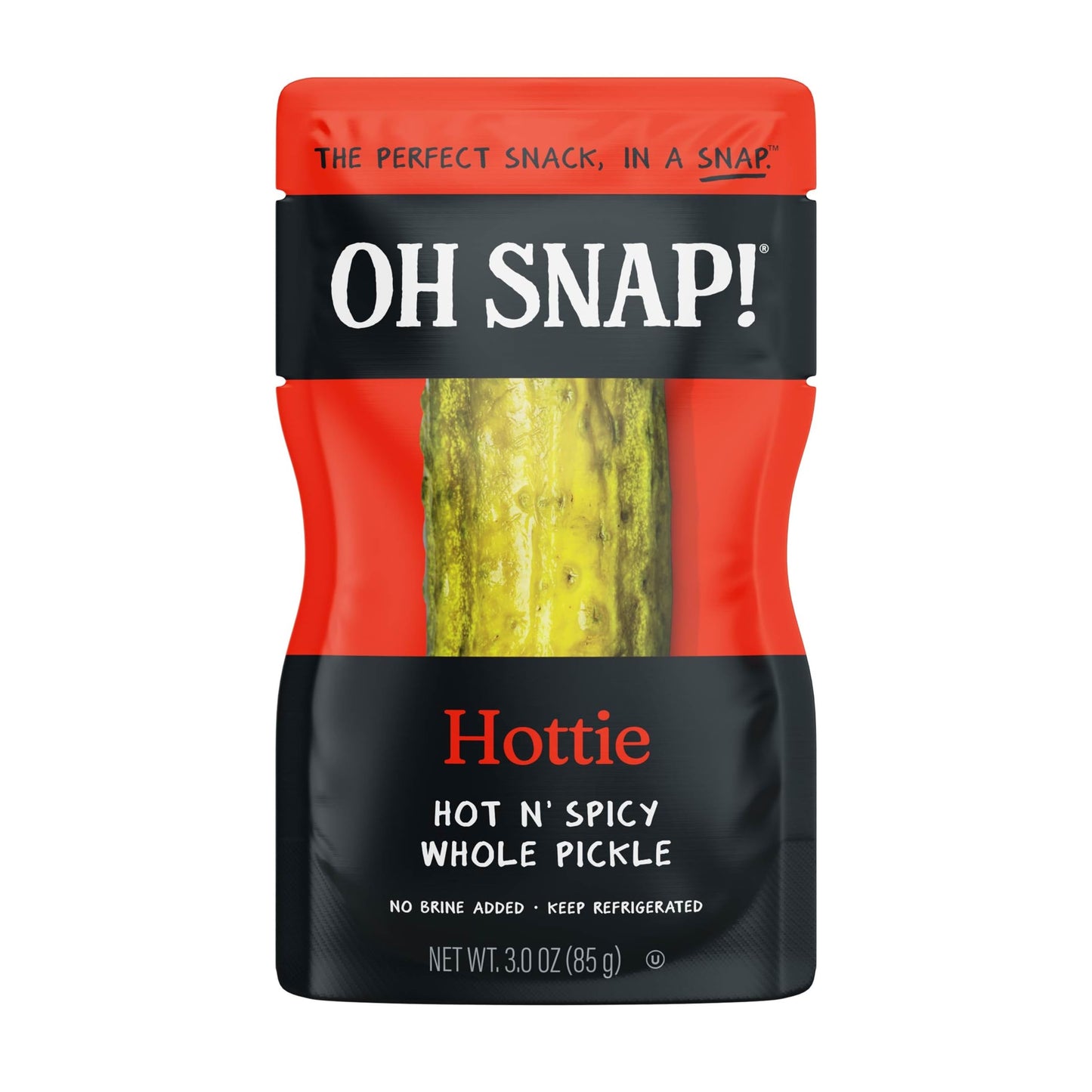 OH SNAP! Hottie Whole Pickle (12 Pack) - Whole Hot N' Spicy Pickle Snack - Fresh Packed Ready to Eat - Gluten-Free, Fat-Free, Non-GMO Veggies