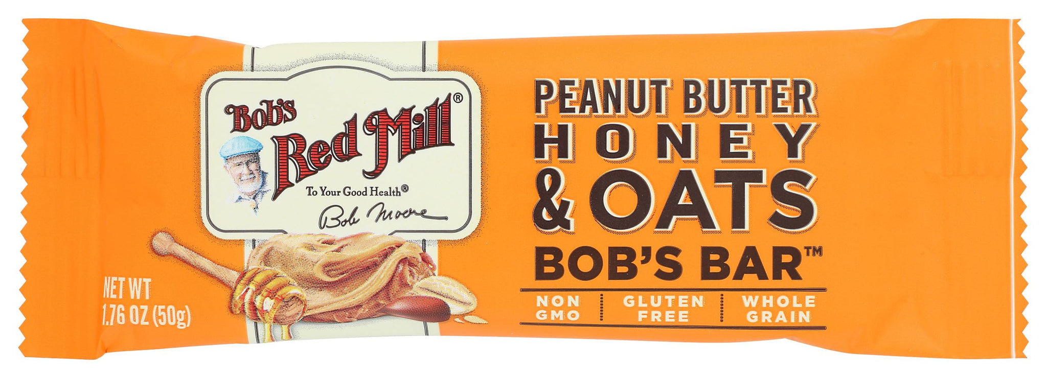 Bob's Red Mill Peanut Butter Honey & Oats Snack Bar - 1.76 Ounce (Pack of 1) - Gluten Free, Non-GMO, Whole Grain