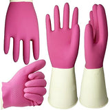 ROYAKI Household Cleaning Gloves, Waterproof Cleaning Protective Dishwashing Rubber Gloves, 2 Pairs Size Large