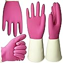 ROYAKI Household Cleaning Gloves, Waterproof Cleaning Protective Dishwashing Rubber Gloves, 2 Pairs Size Large