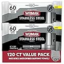 Weiman Stainless Steel Cleaner & Polish Kit, 2 Wipes & Cloth, Anti-Fingerprint, Removes Grease, Water Spots, Streaks & Residue, Polishing Cleaner Safe