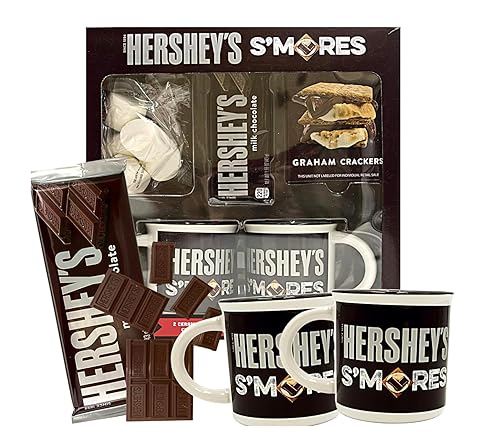 2025 S’mores Holiday Mug Gift Bundle - 2 Festive Mugs with Graham Crackers, Marshmallows & Chocolate Bar - Christmas Hot Cocoa Set
