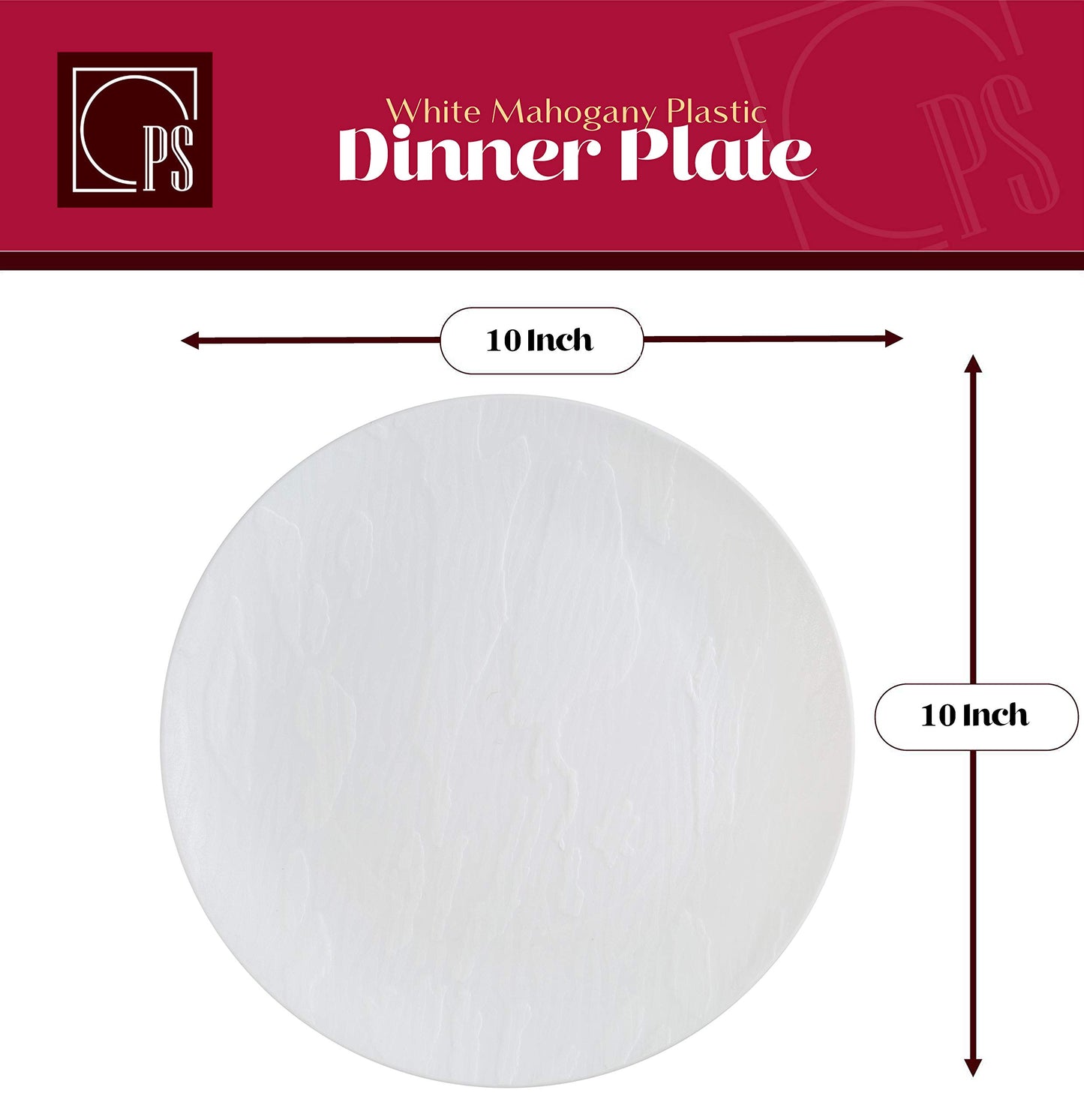 Posh Setting White Plastic Plates Disposable Plastic Wood Pattern Dinnerware (Includes 20 Dinner Plates and 20 Salad Plates) Elegant Disposable