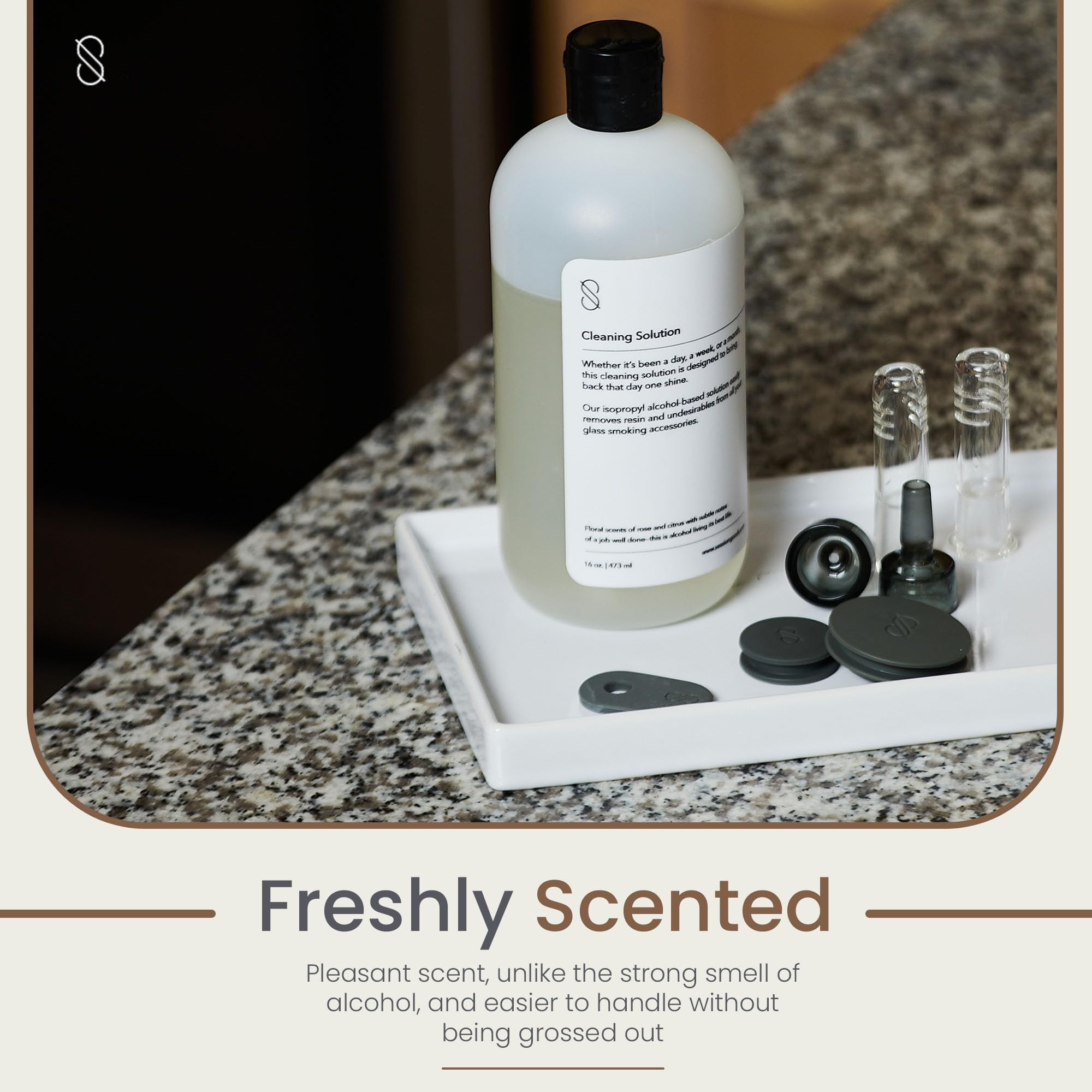 Session Goods Glass Cleaning Solution 16Oz (Scented) - Glass Pipe Cleaner with Cotton Swabs, Water Pipe Cleaner Cleans Metal, Silicone, Ceramic