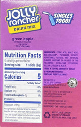 Lot of 6 (6-ct.) Boxes Mixed Variety JOLLY RANCHER ~ 3 Green Apple & 3 Watermelon. ~Singles to Go! Sugar Free Drink Mix.