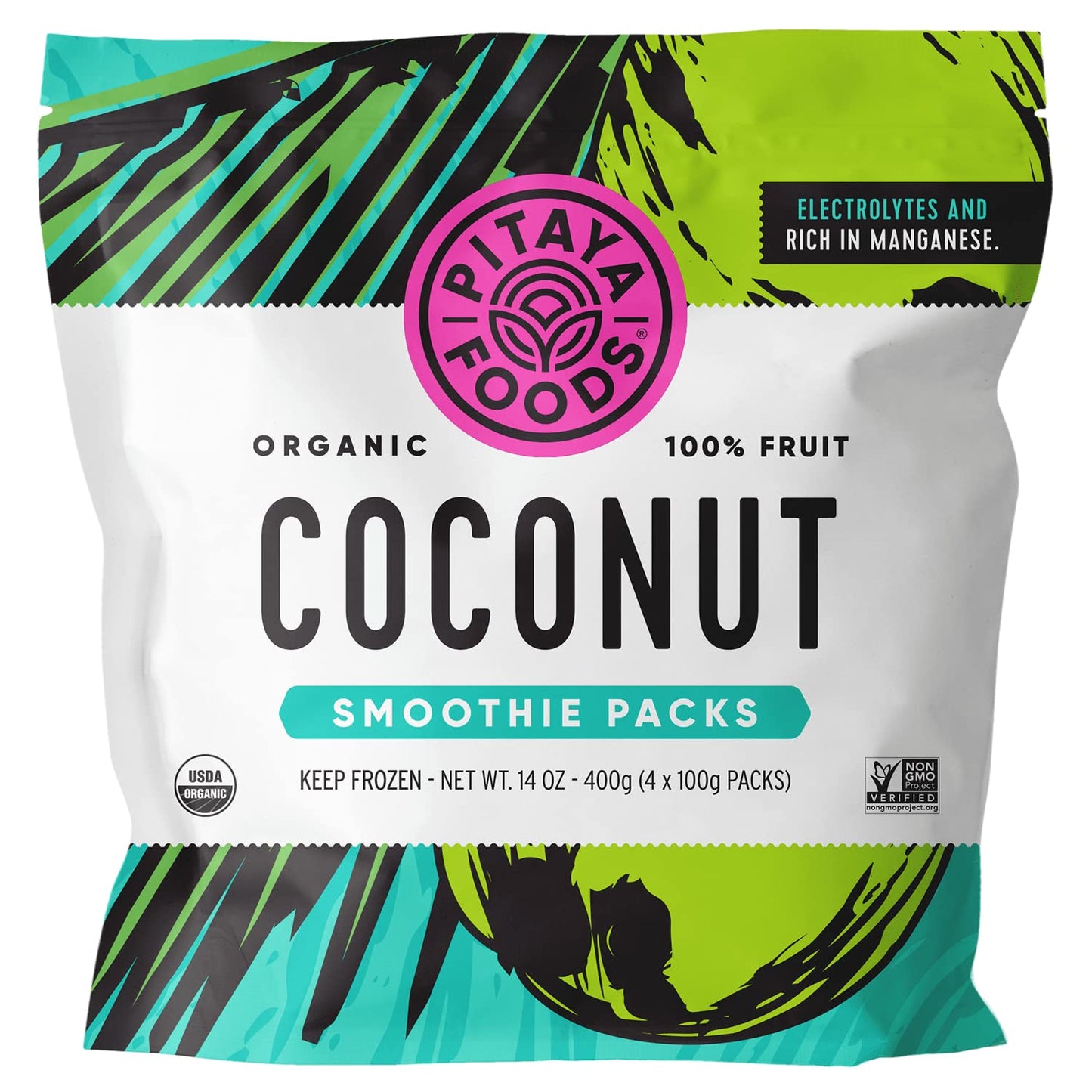 Pitaya Foods - Organic Coconut Smoothie Packs, Pre-Packaged Frozen Fruit Purée, No Added Sugar or Preservatives, Good Source of Fiber & Manganese