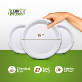Earth Cleanse Compostable Paper Plates 9 Inch Round 150 Pack - Value Pack Heavy Duty Disposable Plates, Sugarcane Bagasse, Microwave Safe, Leak
