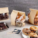 Restaurantware - Bag Tek 8.3 x 3.9 x 13.8 Inch Kraft Tin Tie Bags With Windows, 100 Resealable Bakery Bags With Windows - Flat Bottom, For Cookies or