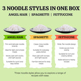 52USA USDA Organic Konjac Shirataki Noodle, Low Carb Pasta 52.8 Oz, 6 Pack 3 Variety-Angel Hair, Fettuccine, Spaghetti Noodles, Keto and Paleo