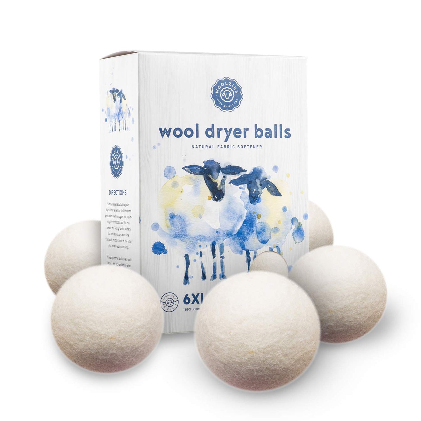 Woolzies Wool Dryer Balls Organic: Our Big Wool Spheres are the Best fabric softener | 6-Pack XL Dryer Balls for Laundry is Made with New Zealand Wool