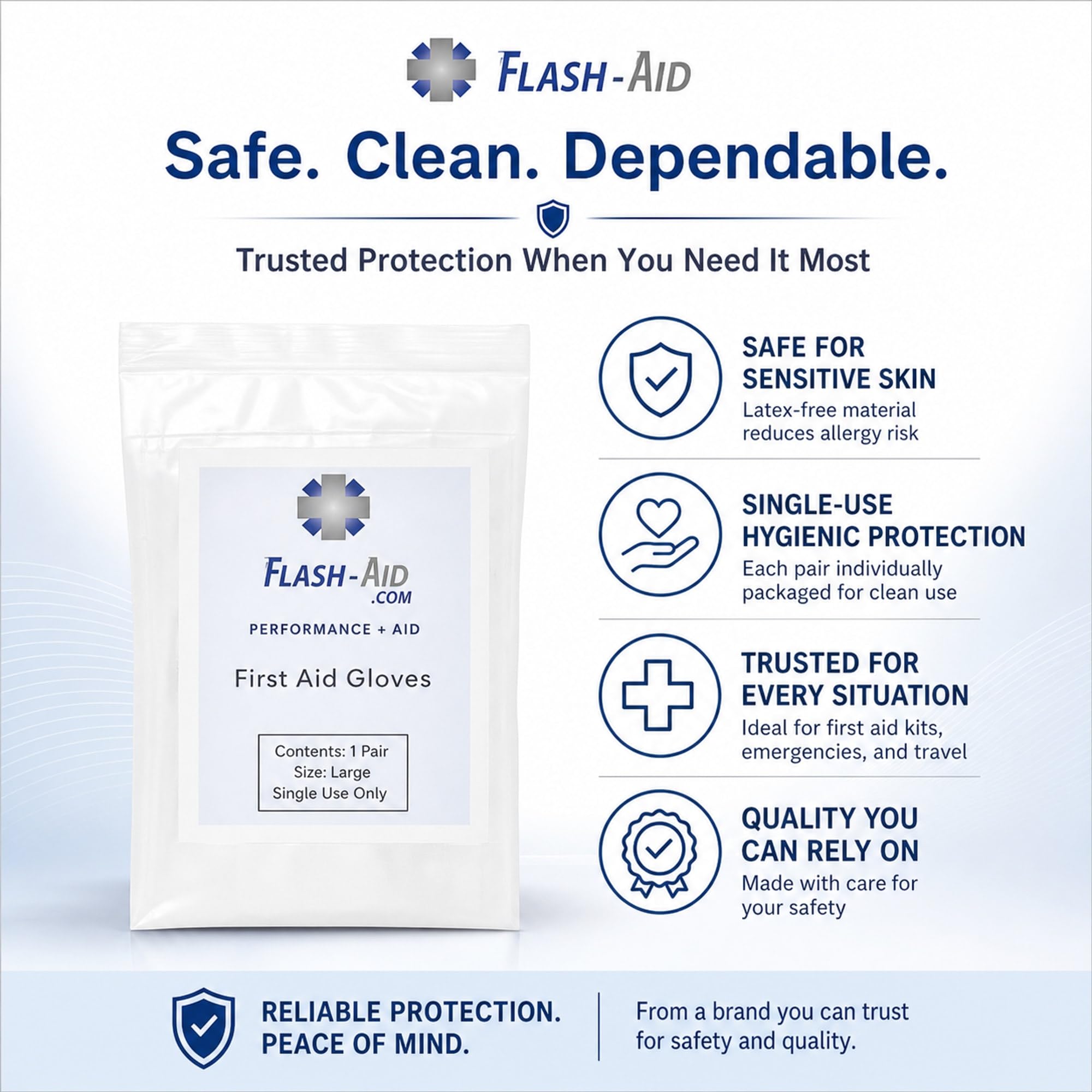 First Aid Gloves for Emergency Kits and Travel, Individually Packaged Gloves, Disposable, Latex-Free, 20 Pairs