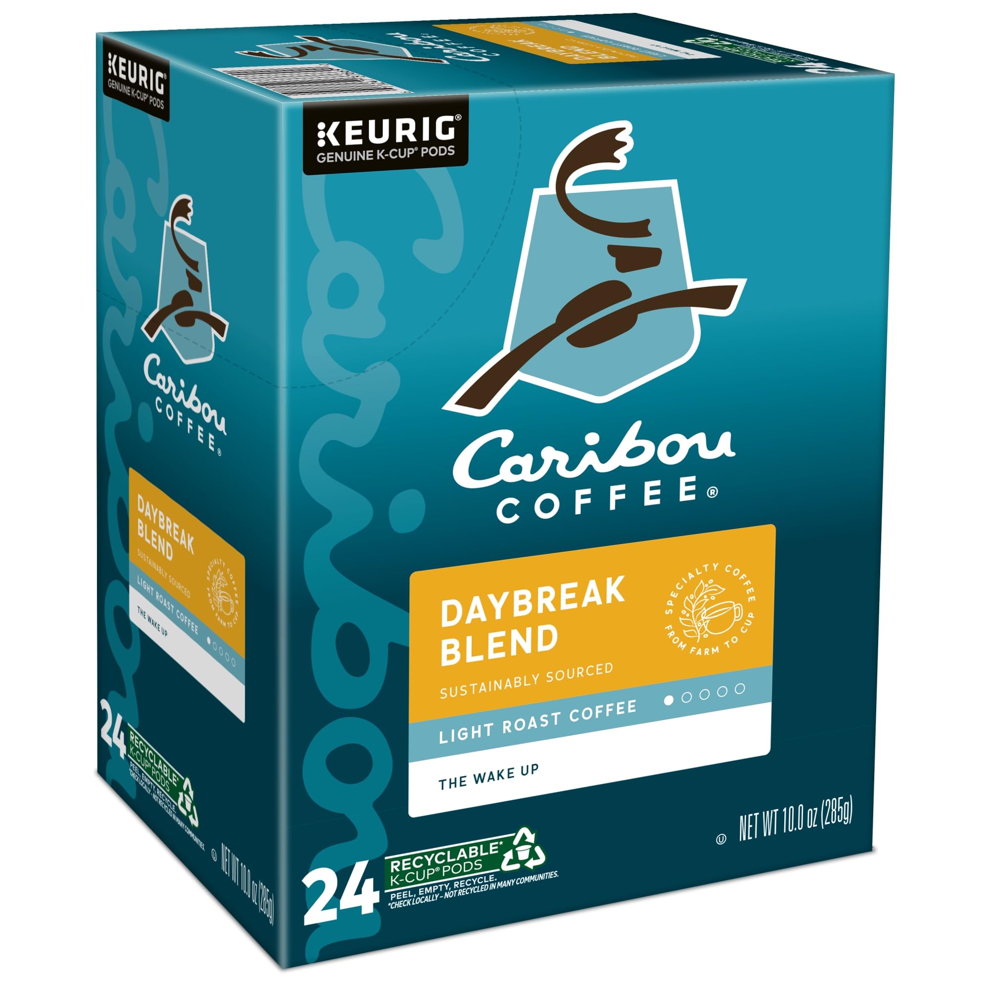 Caribou Coffee Daybreak Morning Blend, Single-Serve Keurig K-Cup Pod, Light Roast Coffee, 24 Count