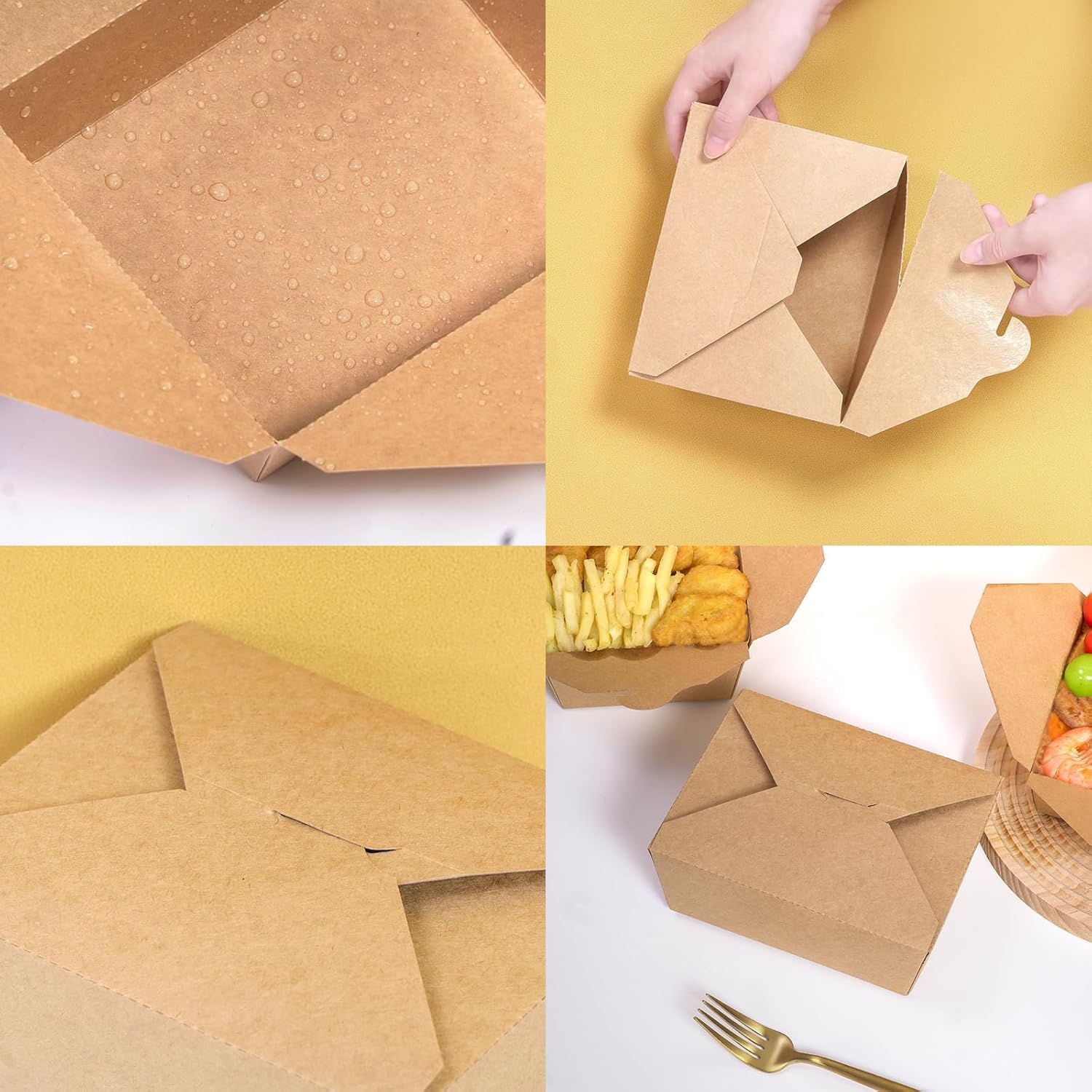 NovaHF 50 PCS 30 Oz Microwave Safe Kraft Paper Takeout Containers - Leak & Oil Resistant Disposable Lunch Boxes for Home Restaurant & Party Gatherings
