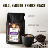 Inspired Coffee Organic Whole Beans Dark Roast Coffee, 2 lb (32 oz) French Roast Arabica - Super Crema, Smooth & Bold - Perfect for Espresso, Drip