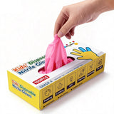 AYUMAT Kids Disposable Gloves for 6-10 Years,Pink Nitrile Gloves Durable and Protective for Painting, Cleaning, Cooking, Gardening (S,100PCS)