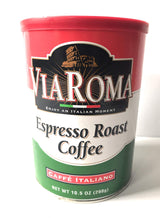 Via Roma Espresso Roast Coffee - 10.5 oz Canister of 100% Pure Italian Coffee