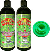 Green Piece® Glass Cleaner 2 Bottle-16 oz (Made in USA) - with Set of 3 Silicone Plugs - Excellent for Scent Proofing and Cleaning