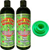 Green Piece® Glass Cleaner 2 Bottle-16 oz (Made in USA) - with Set of 3 Silicone Plugs - Excellent for Scent Proofing and Cleaning