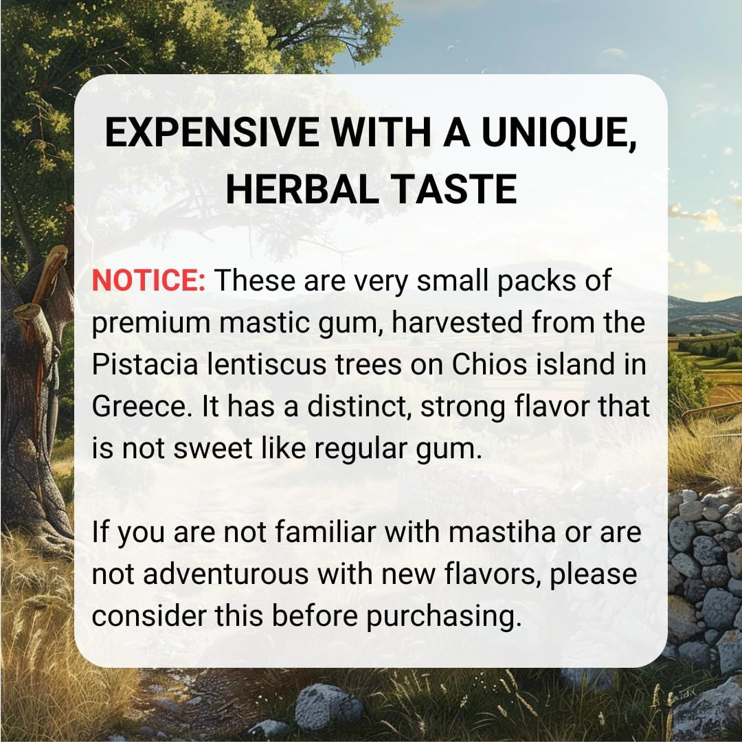 Pure Chios Mastiha Mastic Gum 20g - Chaos Mastiha Large Greek Resin Tears for Jaw Strength & Chewing - Natural, Sugar-Free, Calorie-Free, Long-Lasting
